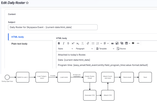 Easy Email template and model to generate and send a CSV roster for an event